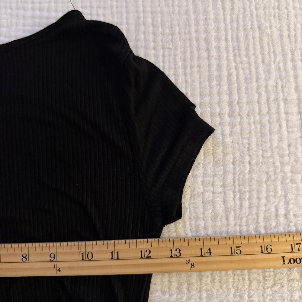 Obsessive Love Los Angeles Dress Womens Small Black Ribbed Bodycon Ruched Midi - Picture 15 of 16